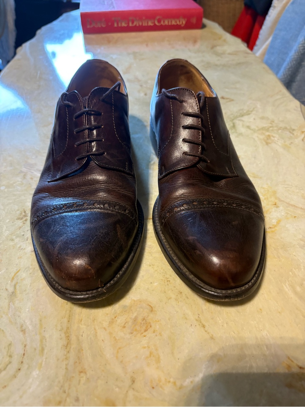 B.J. Hooper Men's Dark Brown Leather Cap-Toe Derby Shoes - Picture 2 of 4